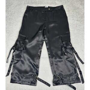 Vintage Satin Pants Womens Large 32x21.5 Cargo 90s Y2K Capri